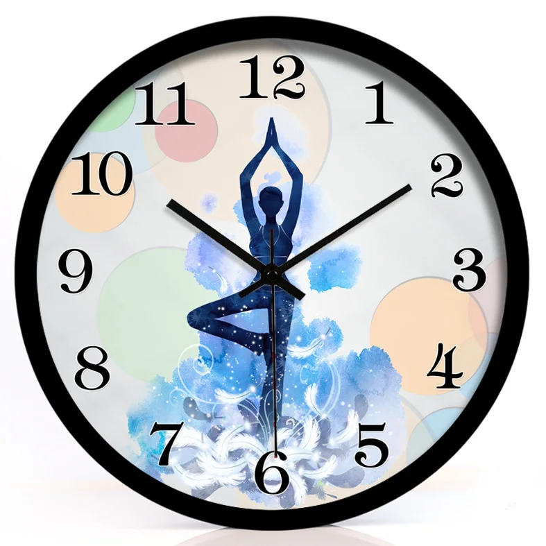 Creative Yoga Studio Sports Room Decorative Art Wall Clock Clock Wall