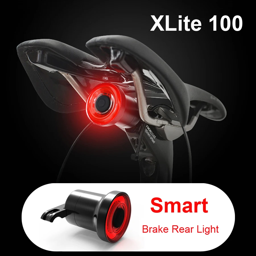 

XLITE100 Smart Cycle Rear Lamp W/ Braking Light Auto/Manual Control Up to 50Hrs Burning Time Alloy Housing USB Charge bike light