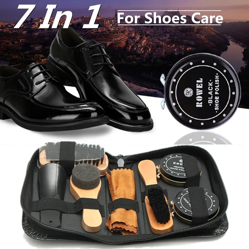 Jadpes Set di lustrascarpe 6pcs Stivali Portatili Scarpe Sneakers Kit di spazzole per lucidatura per Pulizia Set di custodie per lustrascarpe 