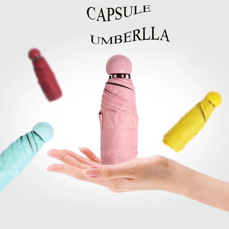 

Mini Capsule Women Umbrella Clear Anti-UV Protectio Umbrellas Windproof Folding Umbrellas Compact Rain Children Pocket Umbrellas