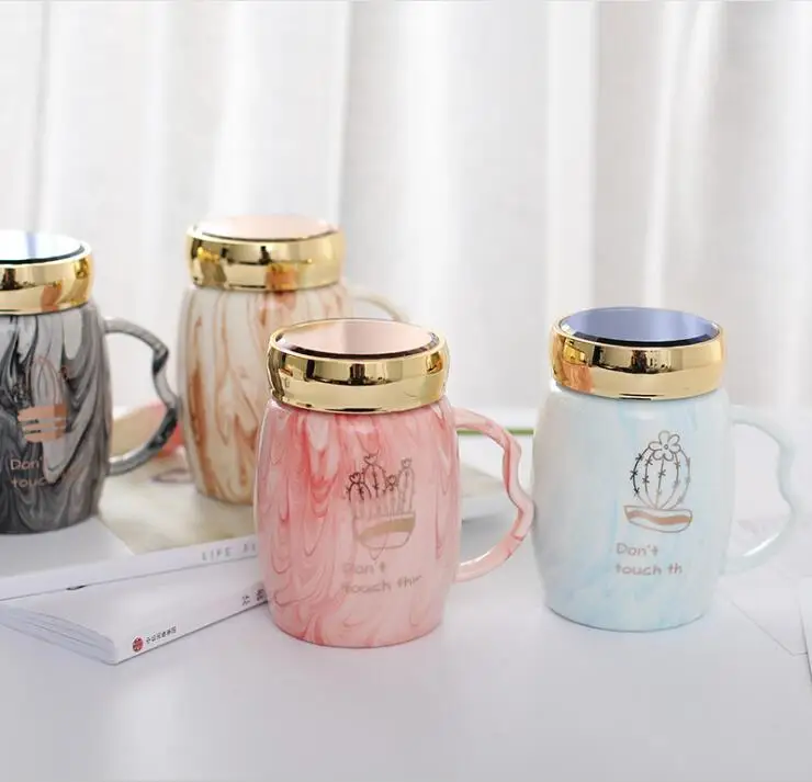 

New!Ceramic Mug Cactus design Ceramic Water Mug Cup With Cover Drinking Coffee Cup Student Milk Cup Mix Design