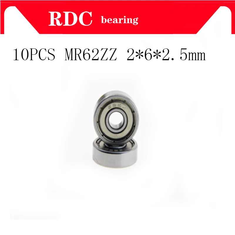 

10pcs/Lot High quality ABEC-5 MR62ZZ MR62Z MR62-2Z MR62 ZZ R-620ZZ 2x6x2.5 mm Metal seal Miniature Deep Groove Ball Bearing