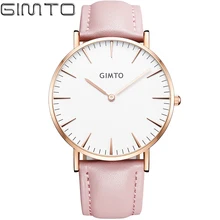 2017 Luxury Brand GIMTO Sport Watches Women Leather Ultra Slim Gold Quartz-watch Male Female Clock Relogio Feminino Montre Gift