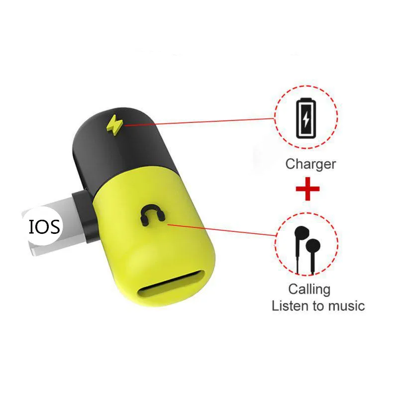 

2 in 1 Capsul Bolus Audio Adapter for iPhone 7 8 Plus X Charging Adapter Charger Splitter Headphone Support Call Music Convert
