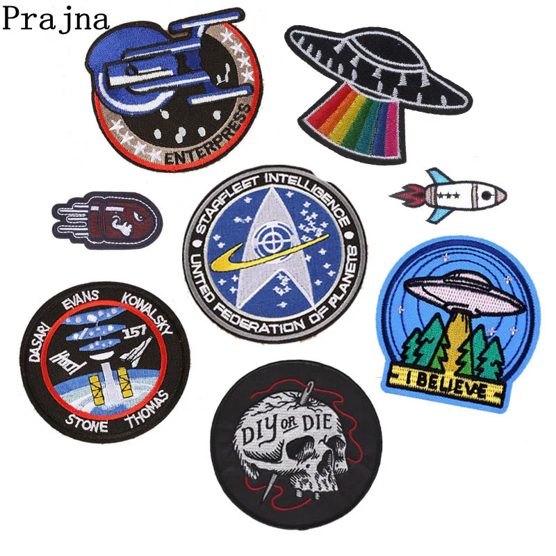 

Prajna Ironing Patches Military UFO Space Patch Stalker Astronaut Alien Iron On Cheap Embroidered Patches For Clothes Fabric