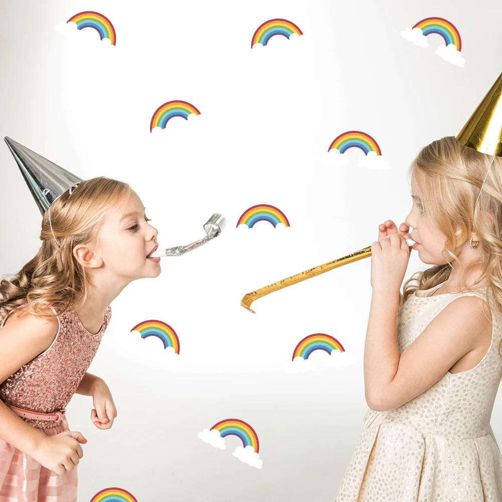

Funlife Watercolor Rainbow Clouds DIY Waterproof Self-Adhesive PVC Wall Art Wall Stickers Decor for Kids Room Bedroom PA076