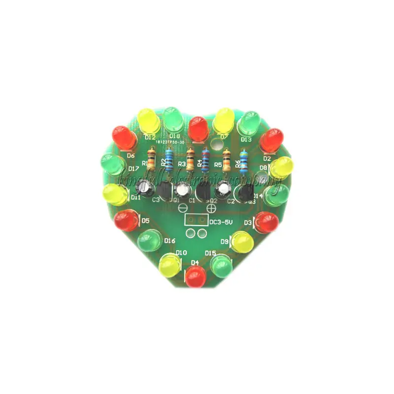 

3V-5V Regulated Power Supply PCB Board 48MM * 51MM Cycle Lamp Suite Breadboard LED Electronic Production DIY Kits Heart Shaped