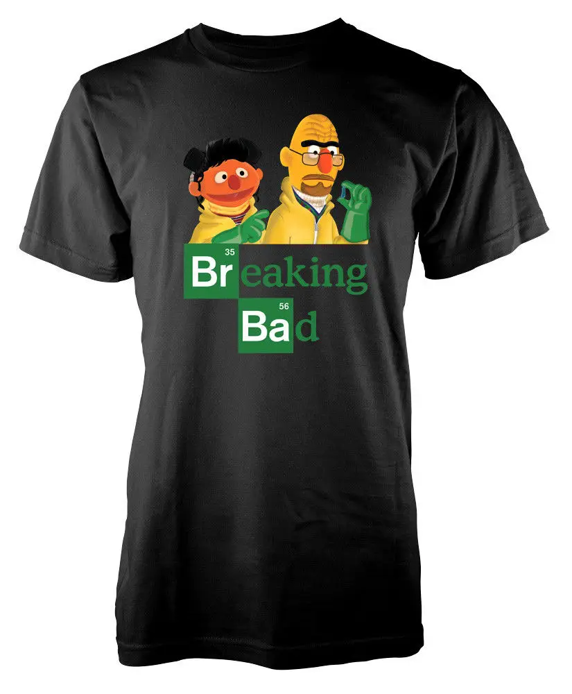 Мужская хлопковая футболка с круглым вырезом и коротким рукавом Sesame Breaking Street Bad