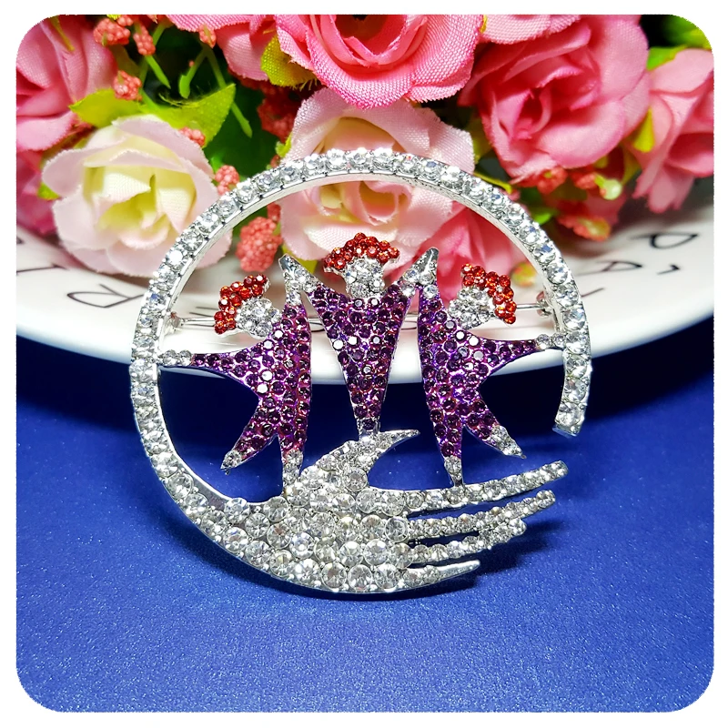 GRANDBLING New Arrival Blingbling Crystal Circle of friends Brooch Pin Jewelry Unique Friendship Gift to Your Friends