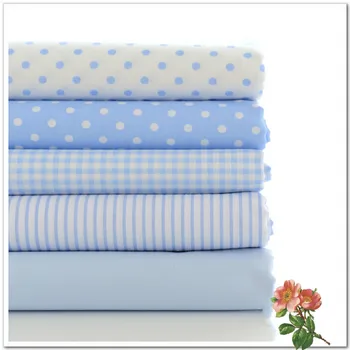 

5pcs 40*50cm Bule Grid Stripe Printed Cotton Fabric Sewing Tissue Telas Para Patchwork Quilting Textile Costura Felt Tilda Doll
