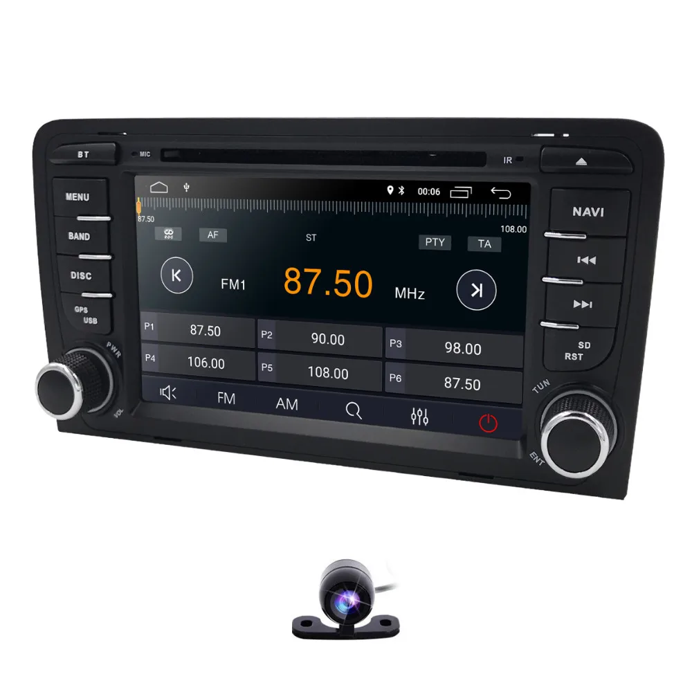 Sale 2G RAM+16G ROM Android 8.1 4G WIFI Radio Stereo DVD Player GPS Sat Navi Bluetooth USB For Audi A3 S3 (2002-2012) DVR DAB+ Camera 2