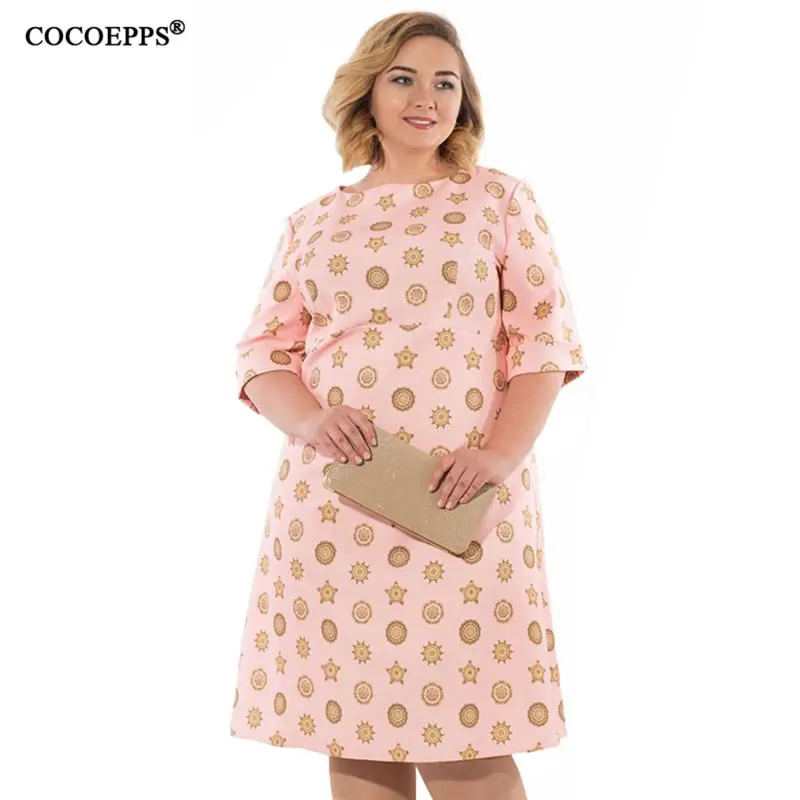 COCOEPPS L 6XL большой размер мультфильм принт розовый три четверти осеннее женское