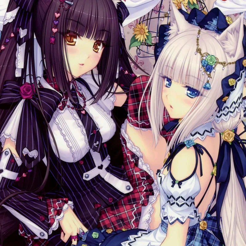 Nekopara Chocolat Vanilla Kawaii Long Ponytails Brown Cosplay Wig