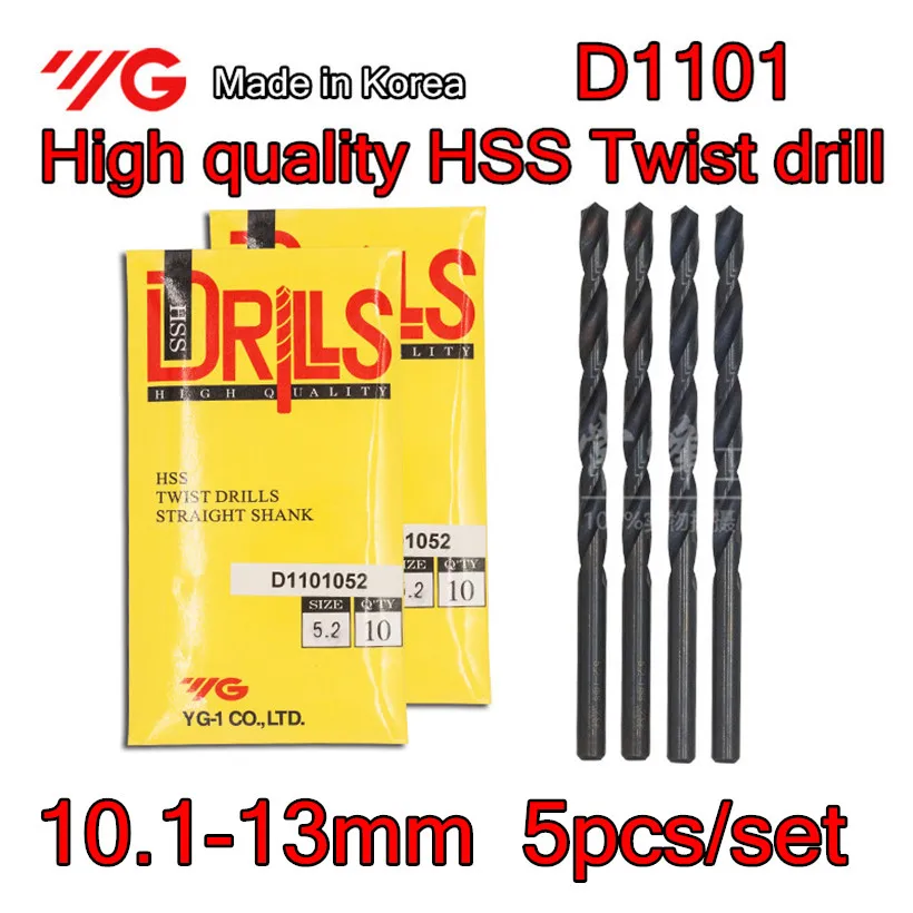 Made in Korea YG 1 D1101 10.1 13mm 5pcs/set High quality HSS Twist
