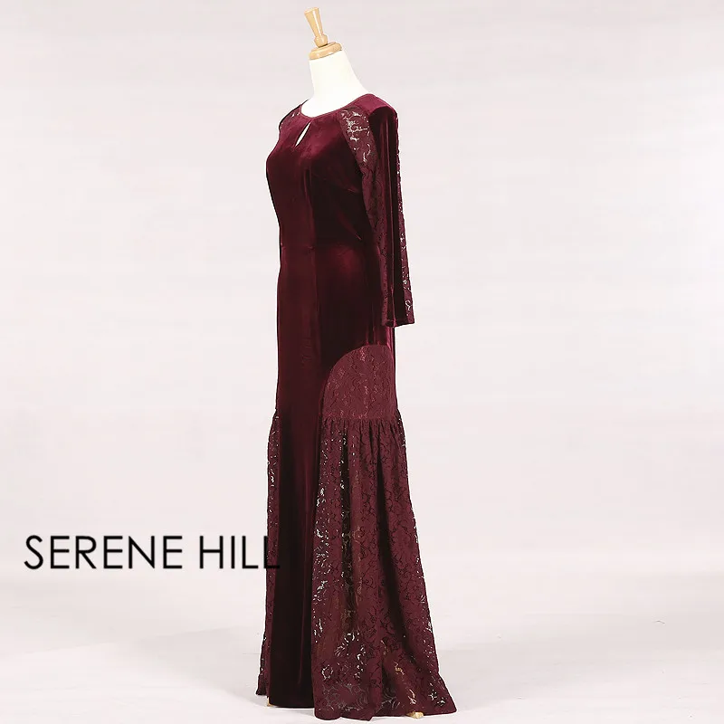 Цвет красного вина велюр Русалка вечернее платье одежда с длинным рукавом Для женщин Вечерние платья вечерние платья халат De Soiree спокойной Hill
