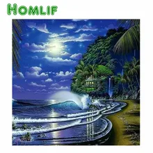 5d diy заказной набор для картин из алмазов eigen foto лунный свет пляж полный квадратный стежок Алмазная вышивка мозаика