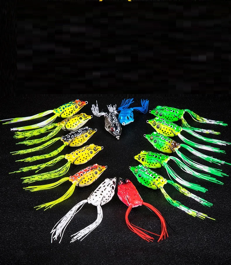 Soft Frog Fishing Lures Double Hooks Top water Ray Frog Artificial Minnow Crank Soft Bait fishing tackle