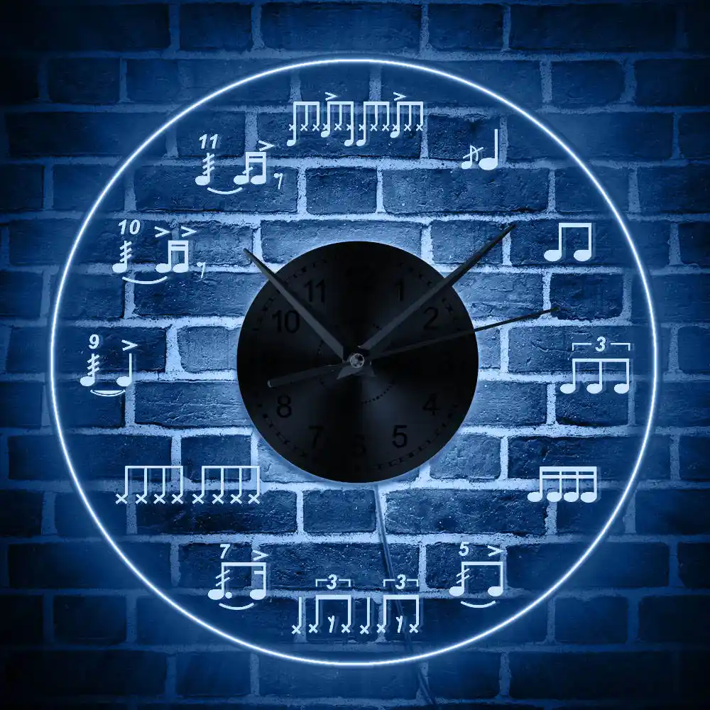 1piece Music Notes Led Lighting Wall Clock Home Decor Treble Clef