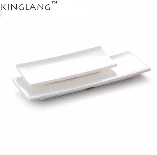 Дешевые пластиковые таблички KINGLANG белого цвета для японского ресторана|plate white|long