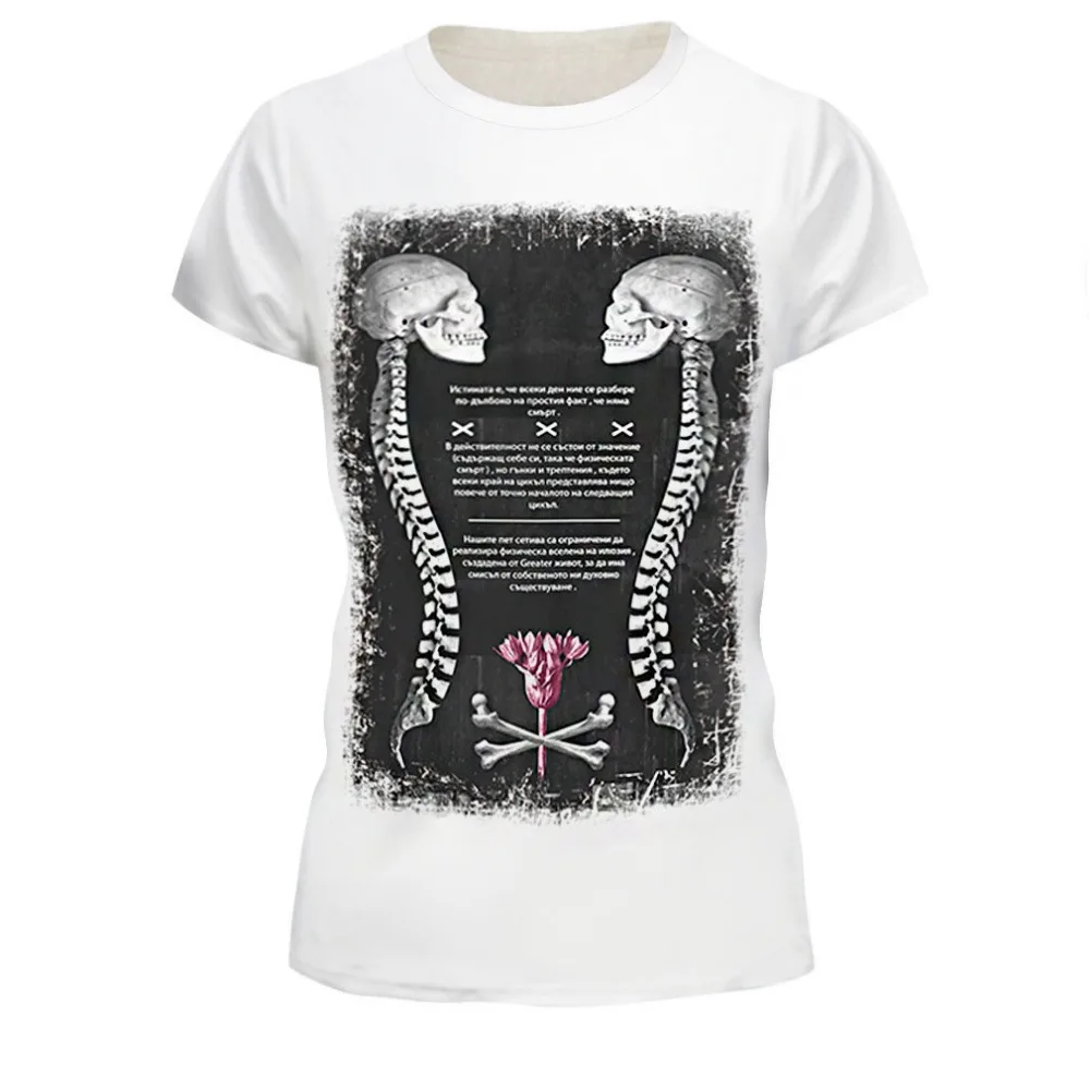 

Summer Women/Men T-shirt Spinal Skull Printed Short Sleeve Couple Blouse Unisex Shirt Fitness Tops Running Tshirt Lovers'Clohtes