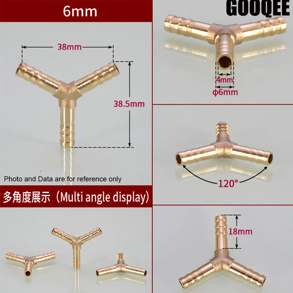 1 шт. ЛАТУНЬ СВАРОЧНЫЙ АППАРАТ трубы фитинг Y Форма 3 Way штуцер для шланга 4/6/8/10/12/16/19 мм Медь колючая Соединительная муфта адаптер переходник