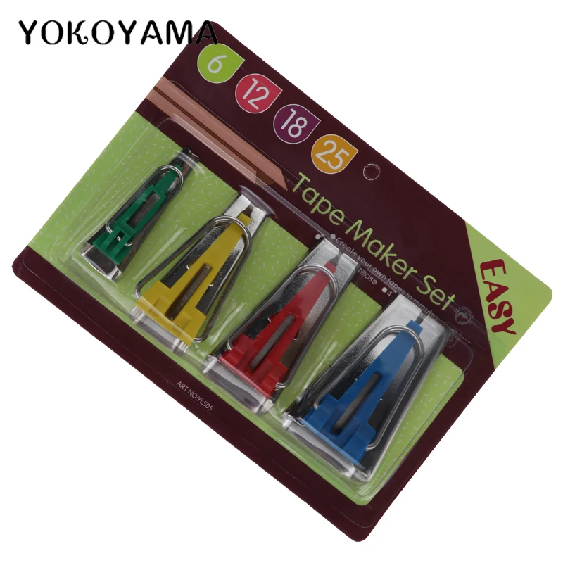 

YOKOYAMA 4pcs 6mm 12mm 18mm 25mm Fabric Clover Bias Tape Maker Binding Tool Sets Sewing Quilting Hemming Home DIY Sewing Tools