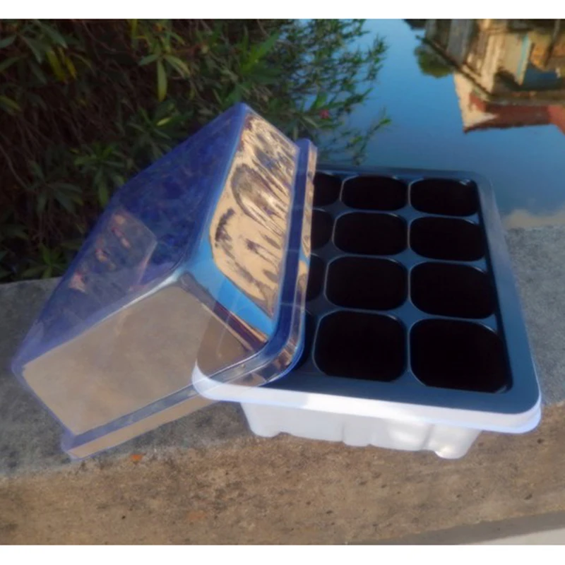 12 Cells Succulent Plant Seedling Tray Plastic Flower Pot with Lid Garden Pots Planters Kit Grow Box Seeding Nursery Pot