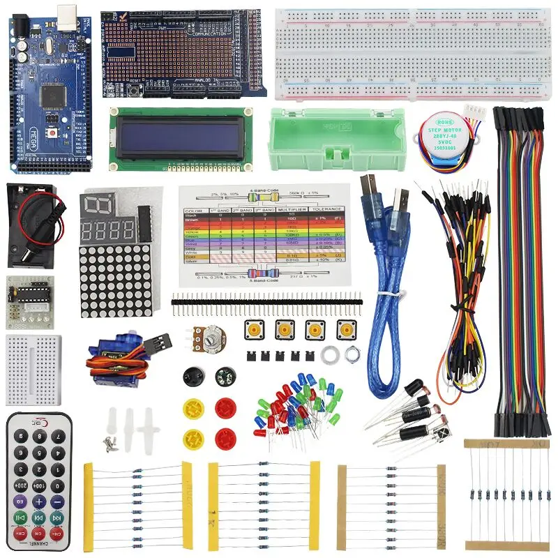Супер Мега стартовый набор для ЖК светодиодный датчик Серводвигатель модуль датчика с МЕГА 2560 проект обучения AVR MCU обучаемый