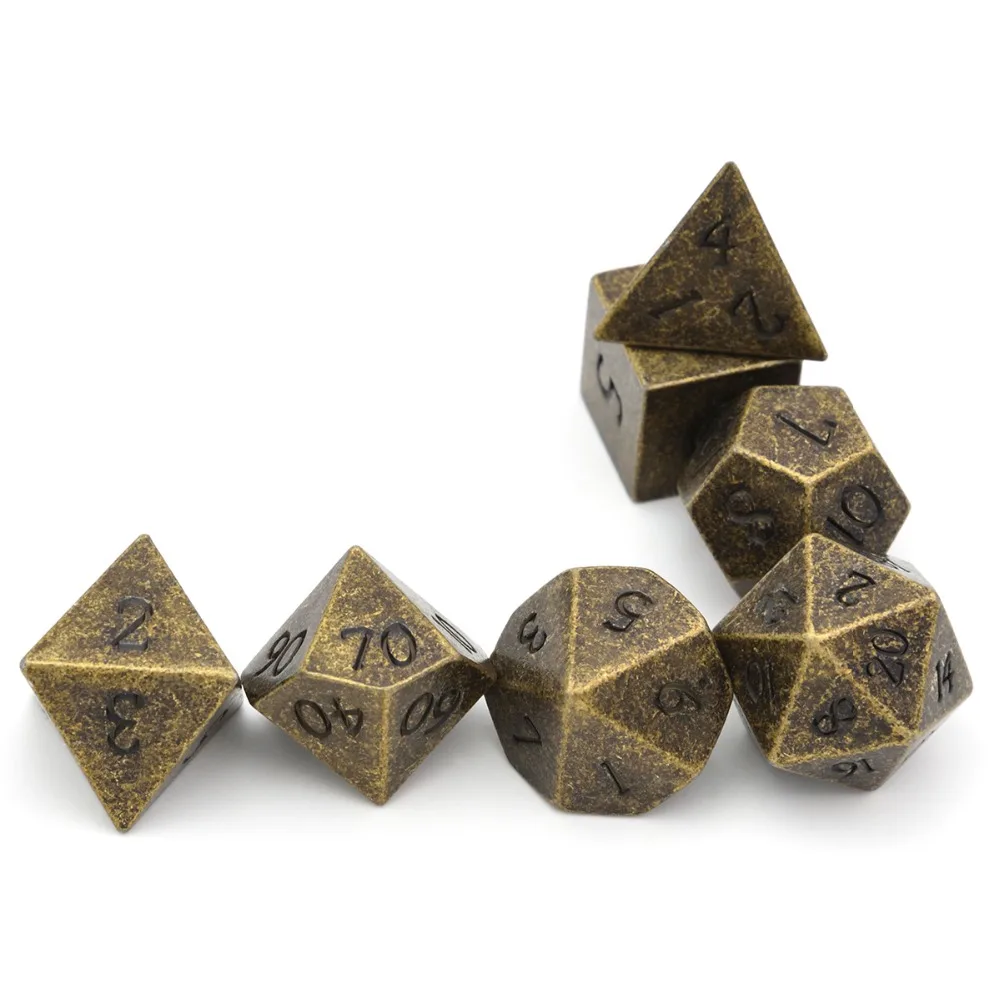 Kopen Zinklegering Metalen Dobbelstenen Polyhedral Dobbelstenen 7PCS D20 D12 D10 D8 D6 D4 voor Dungeons And Dragons DND RPG MTG Tafel Games