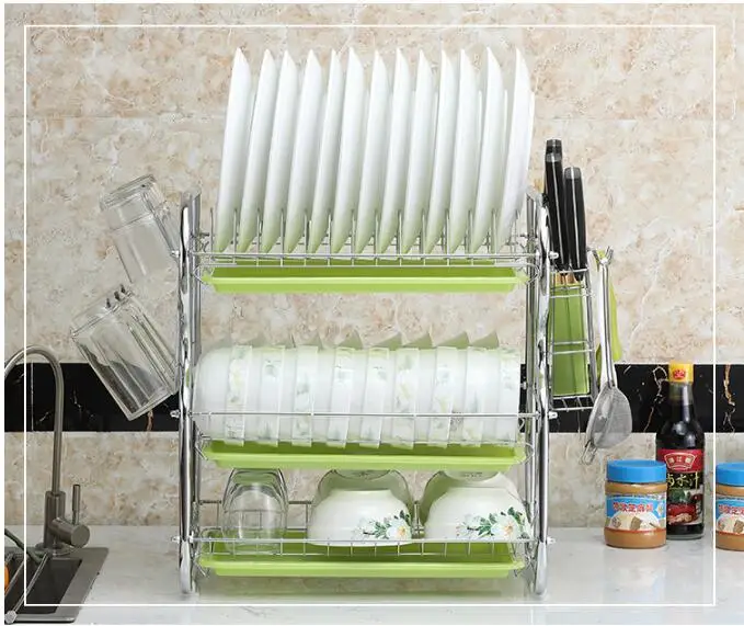 

2/3 Tiers Dish Drying Rack Home Washing Holder Basket Plated Iron Great Kitchen Sink Dish Drainer Drying Rack Organizer