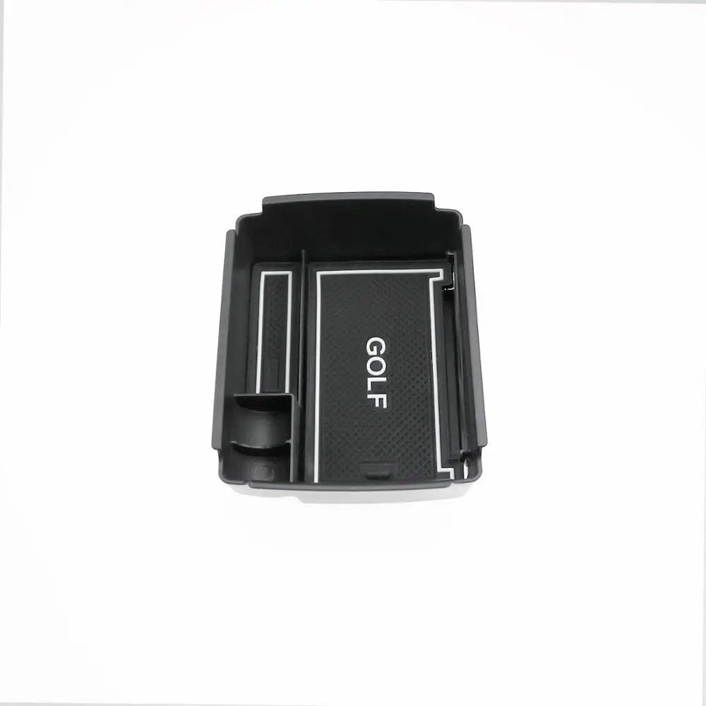RUIYA rubber non-slip mat console center storage box for VW Volkswagen Golf 7 R GTD GTI GTE internal center armrest storage box