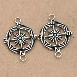 Тибетский Посеребренный разъем Comapss для изготовления ювелирных изделий браслет ожерелье ювелирные аксессуары DIY 25 мм