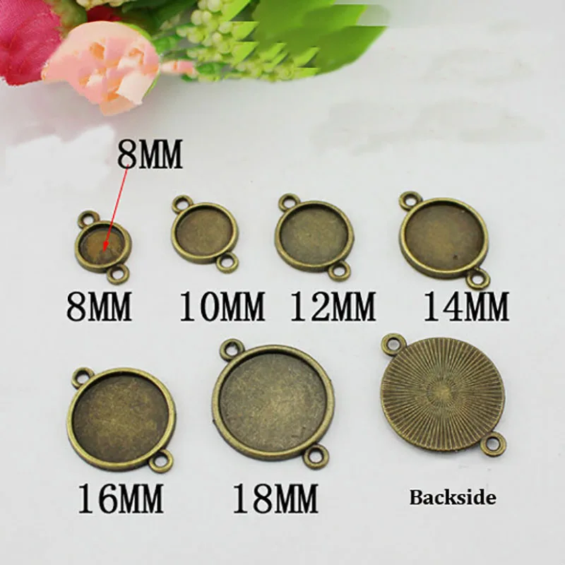 

10 / bag round connector base pendant accessories time gem base bracket for DIY jewelry making