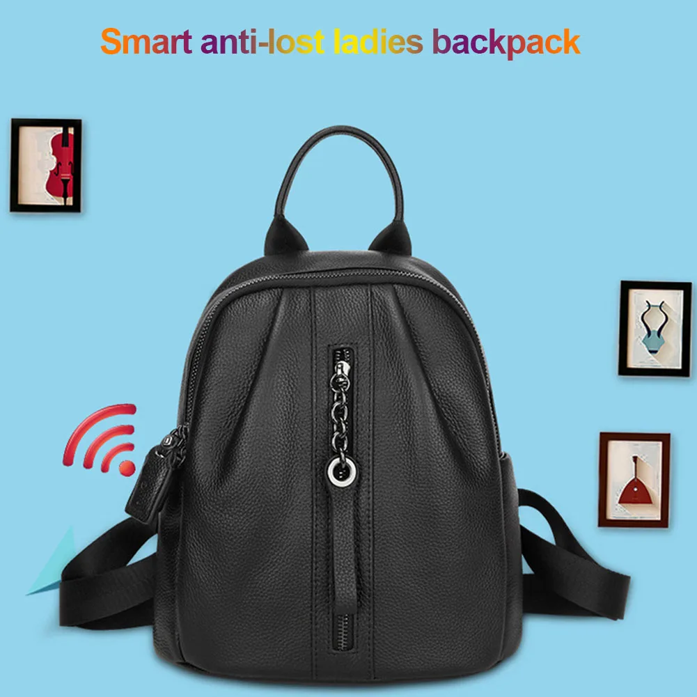 

Artificial Cowhide Leather Casual Anti Theft Large Capacity Wear Resistant Smooth Smart Lightweight Women Backpack With Zipper