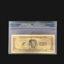 Billete de oro de color único, mil millones de dólares estadounidenses, papel de hoja de oro puro 999, dinero, billete de nota dorado con marco COA para colección