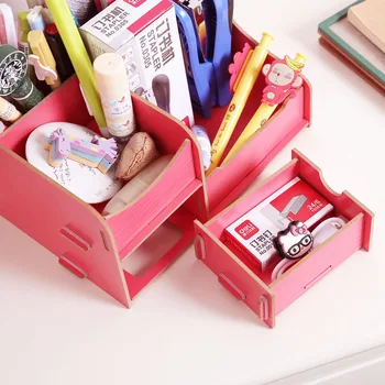 

Box For Jewelry Organizer For Cosmetics Cute Office Pen Box Container Desktop Storage Assembly Wooden Storage
