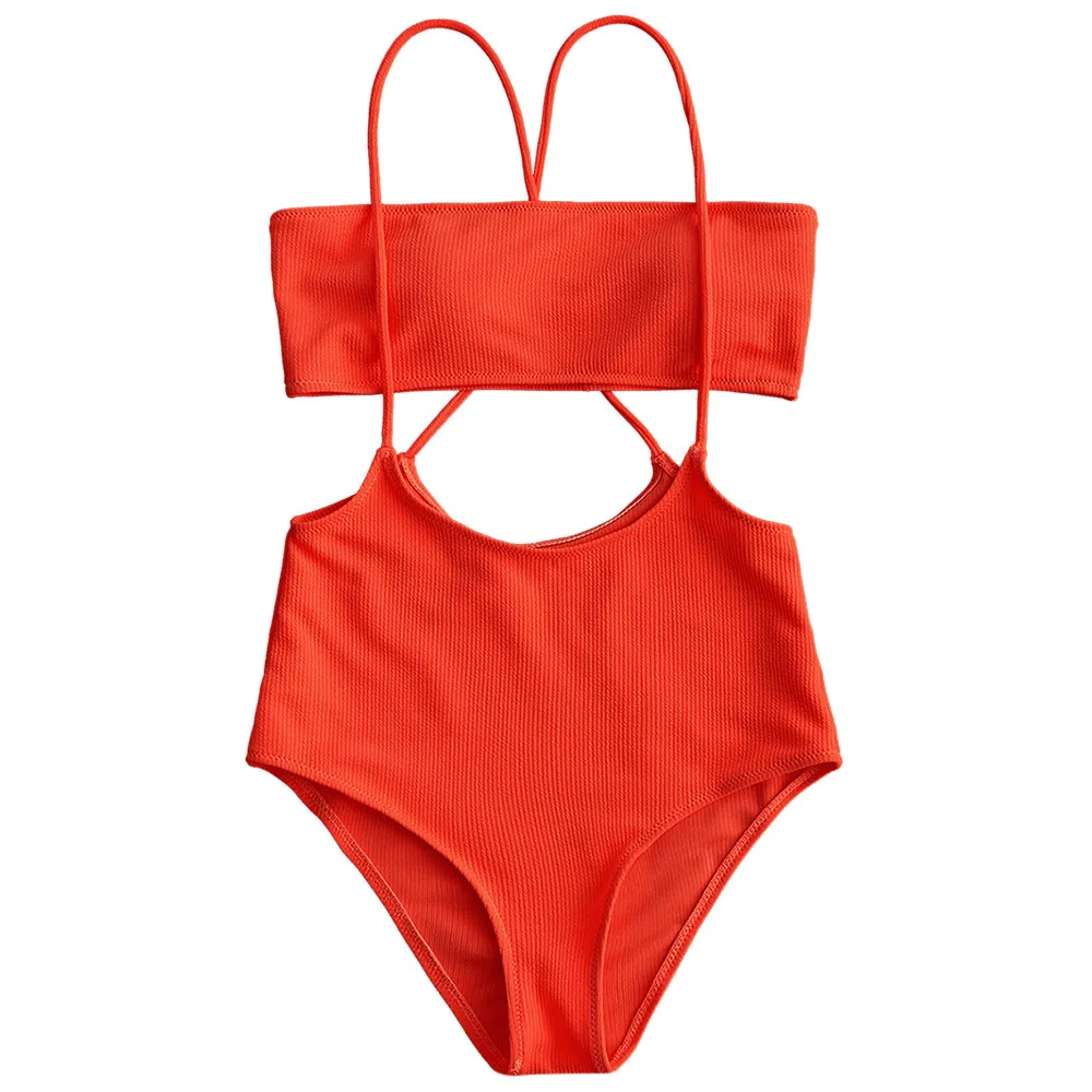 

ZAFUL Sexy Bikini Strapless Top and High Rise Cami Swim Bottoms High Waisted Wire Free Padded Women Swimwear Swimsuit Beachwear