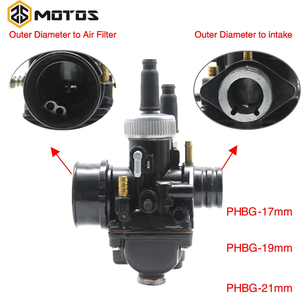 ZS MOTOS 17 мм 19 21 Dellorto PHBG DS черный гоночный карбюратор Carb DIO JOG 50cc 90cc BWS100 для мотоцикла