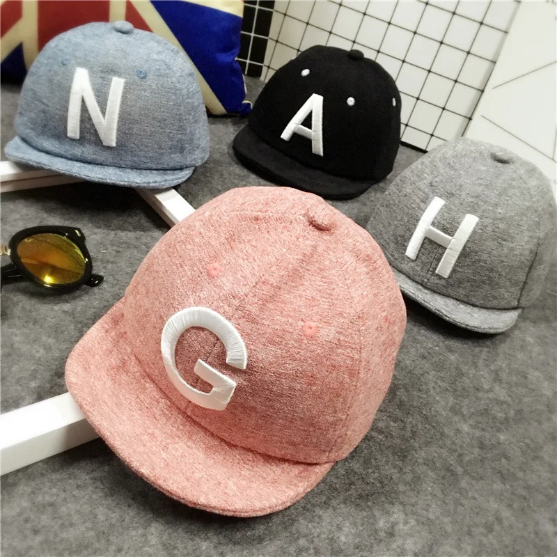 

Baby hat cap letters embroidered boys and girls soft along the cap casual baseball cap children sunscreen shade kids hat