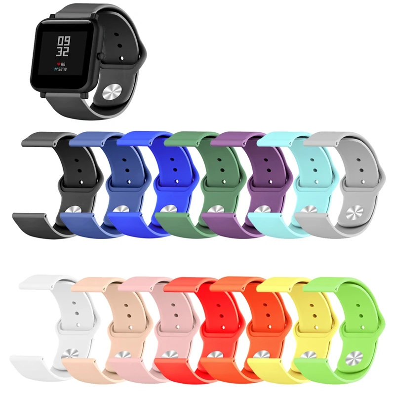 Силиконовый ремешок для Xiaomi Huami Amazfit Bip BIT Lite, Молодежные умные часы, браслет на запястье для Amazfit, ремешок для часов 20 мм