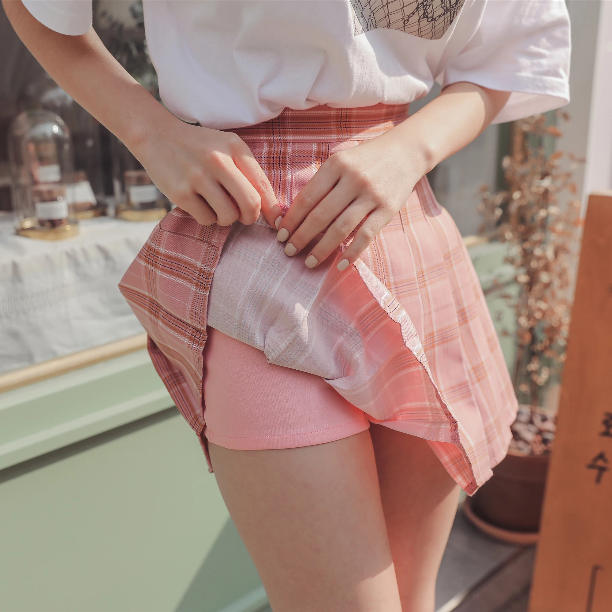 Шикарная модная женская клетчатая юбка трапециевидной формы Харадзюку, одноцветная Милая плиссированная Милая юбка с высокой талией Kawaii, Повседневная плиссированная мини-юбка