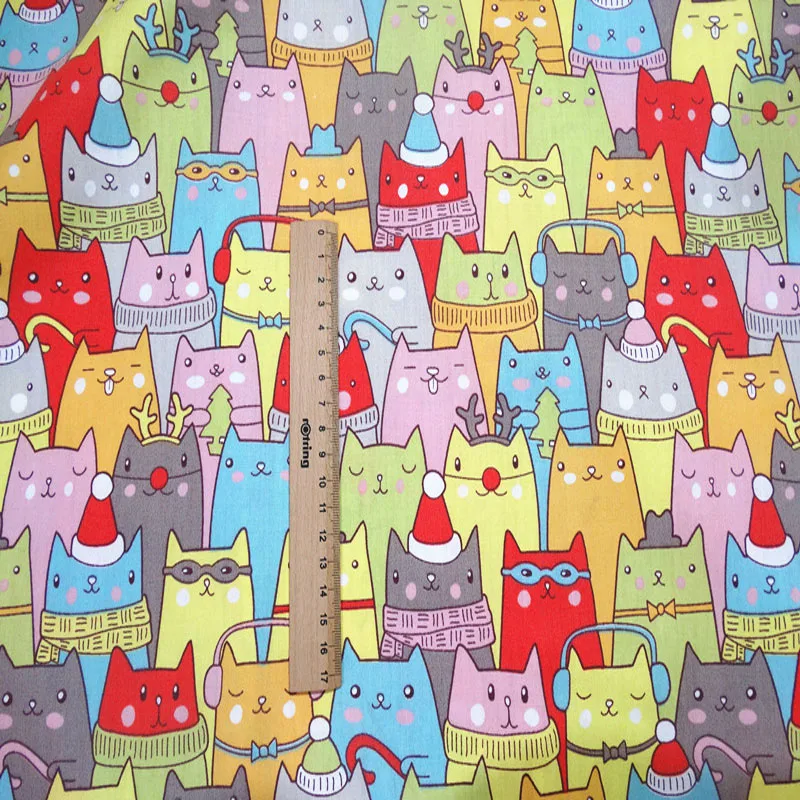 Очаровательная цветная ткань с принтом кота из мультфильма «Счастливчик», хлопок, сделай сам, для шитья, для одежды, для шитья, для украшения дома, 50x160 см