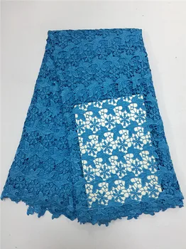 

High Quality African Guipure sky blue Cord Lace Fabric ,2017 Latest Nigeria Soluble Water Lace For dress Wedding 5yd/lot