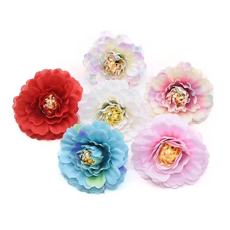 

10Pcs Artificial Flowers 5cm Silk Rose Flower Head Wedding Party Home Decoration DIY Wreath Scrapbook Craft Fake Flowers Cheap