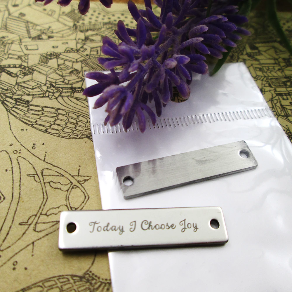 

20pcs--Today I Choose Joy Connector stainless steel charms more style for choosing DIY Charms pendants for necklace 30x7mm