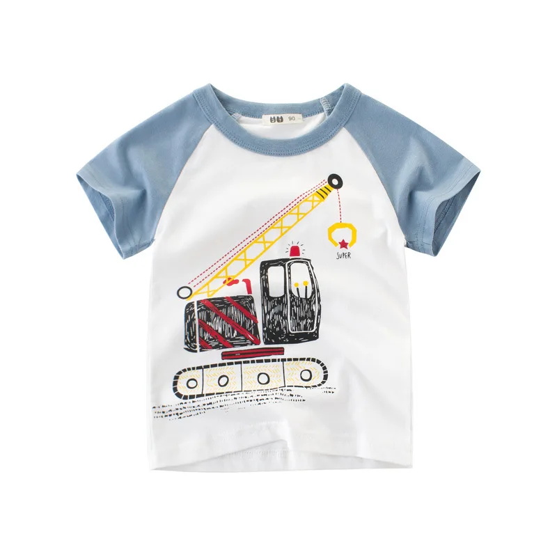 Коллекция года, летняя детская футболка для мальчиков футболки с короткими рукавами для маленьких девочек с принтом короны хлопковая детская футболка футболки с круглым вырезом, одежда для мальчиков - Цвет: 9128