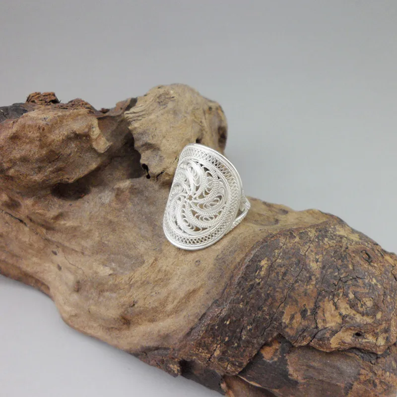 

Vintage Ethnic Rock Punk Big Rings For Men Jewelry Sterling Silver 999 Fine American Silver Eagle Dollar Coin Ring Party