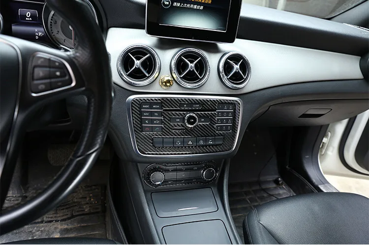 Реальные углеродного волокна автомобиля центральной консоли CD украшения Стикеры для Mercedes Benz GLA CLA класс W176 C117 X156-18 принадлежностей
