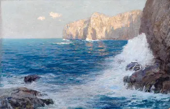 

Dream-art seascape with ocean waves and huge rocks by beach in sunset #100% hand painted #Oil painting on Canvas #free shipping