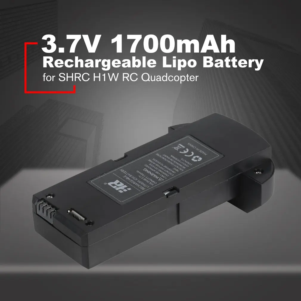 

3.7V 1700mAh Rechargeable Lipo Battery for SHRC H1W RC Quadcopter Spare Parts RC Drone Lithium-ion Battery Black